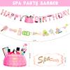 Hombae Spa Party Supplies for Girls, Spa Makeup Birthday Party Decorations Pink Spa Day Salon Themed Lipstick Cosmetics Fan Cutout Pom Happy Birthday Banner Balloon Cake Cupcake Topper view 4
