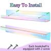 Blulu 8 Packs 14 Inch Acrylic Floating Shelf Wall Mounted Invisible Acrylic Shelf Ledge Floating Bookshelf for Living Room Office Bedroom Bathroom Kitchen Decoration Space Save (Iridescent) view 4