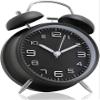 Alarm Clocks,4 Inch Twin Bell Alarm Clock Metal Frame 3D Dial with Backlight Function Desk Table Clock for Home Office Black view 1
