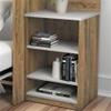 Atlin Designs 20" Contemporary Wood Nightstand in Rustic Brown/White view 2