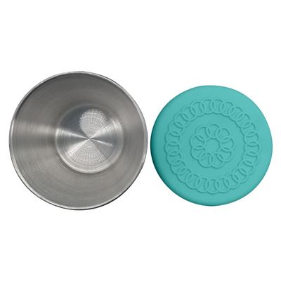 2.5oz Stainless Steel Condiment Containers with Lids, Metal Sauce Cups, Leakproof Reusable Sauce Container with Silicone Lids, Small Dipping Sauce Cups for Lunch Box Picnic Travel Cyan