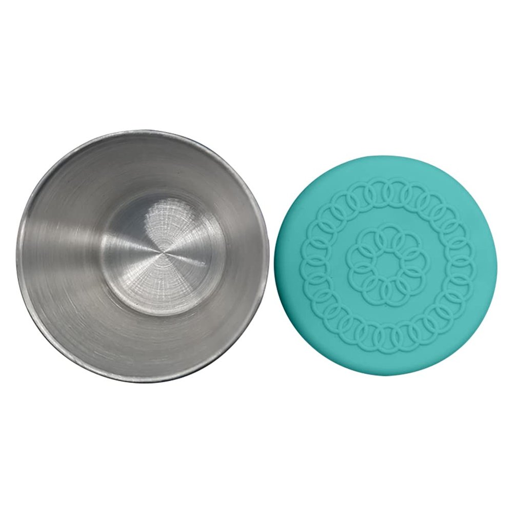 2.5oz Stainless Steel Condiment Containers with Lids, Metal Sauce Cups, Leakproof Reusable Sauce Container with Silicone Lids, Small Dipping Sauce Cups for Lunch Box Picnic Travel Cyan