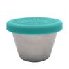 2.5oz Stainless Steel Condiment Containers with Lids, Metal Sauce Cups, Leakproof Reusable Sauce Container with Silicone Lids, Small Dipping Sauce Cups for Lunch Box Picnic Travel Cyan view 2