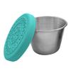 2.5oz Stainless Steel Condiment Containers with Lids, Metal Sauce Cups, Leakproof Reusable Sauce Container with Silicone Lids, Small Dipping Sauce Cups for Lunch Box Picnic Travel Cyan view 3