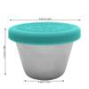2.5oz Stainless Steel Condiment Containers with Lids, Metal Sauce Cups, Leakproof Reusable Sauce Container with Silicone Lids, Small Dipping Sauce Cups for Lunch Box Picnic Travel Cyan view 4