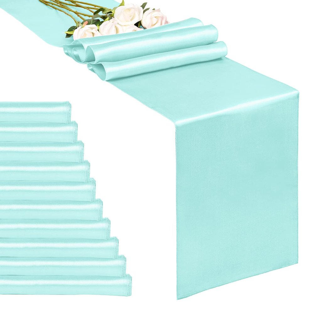 10-Pack Yellow 12 x 108 inches Long Premium Satin Table Runner for Wedding, Decorations for Birthday Parties, Banquets, Graduations, Engagements, Table Runners fit Rectange and Round Table