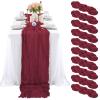 10 Pcs Burgundy Cheesecloth Table Runner 10FT, Gauze Cheese Cloth for Wedding Reception Rustic Sheer Bridal Shower Birthday Party Boho Table Decoration, Romantic Wedding Runner view 1