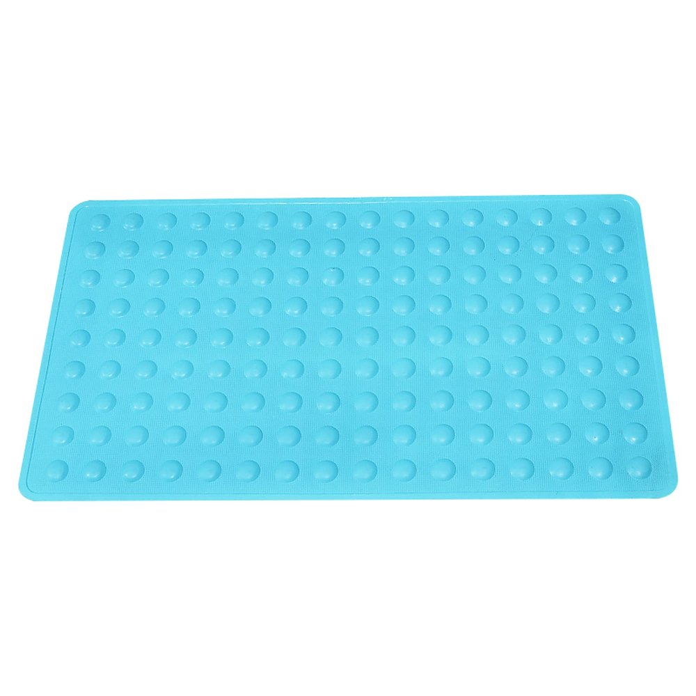 Bathroom Shower Mat Non Slip Rectangle Bath Tub Mat Washable Soft Rubber Safe Shower Mats with Suction Cups 27.5 x 15.7 Inches (Blue)