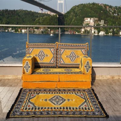 arabicsofa 8 Inch Thick Yellow Modular Arabic Majlis Sofa Set Moroccan Livingroom Couch