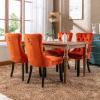 Merax Dining Chair Sets of 2, High-end Tufted Solid Wood Contemporary Velvet Upholstered Dining Chair with Wood Legs & Nailhead Trim (Orange, Modern Style) view 4