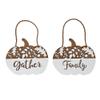 ih casa dcor White Engraved Pumpkin Hanger (Asstd) - Set of 2 view 1