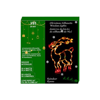 ih casa dcor 50 Lt Mini Bulb Indoor Window Silhouette (Reindeer) String-Lights, Multi