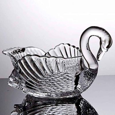 KDLK Fruit Bowl for Kitchen Counter Fruit Basket Swan Crystal Glass Fruit Bowl for Kitchen Counter Tabletop for Dessert Plate Cake Plate Glass Candy Snack Bowl (Color : A)