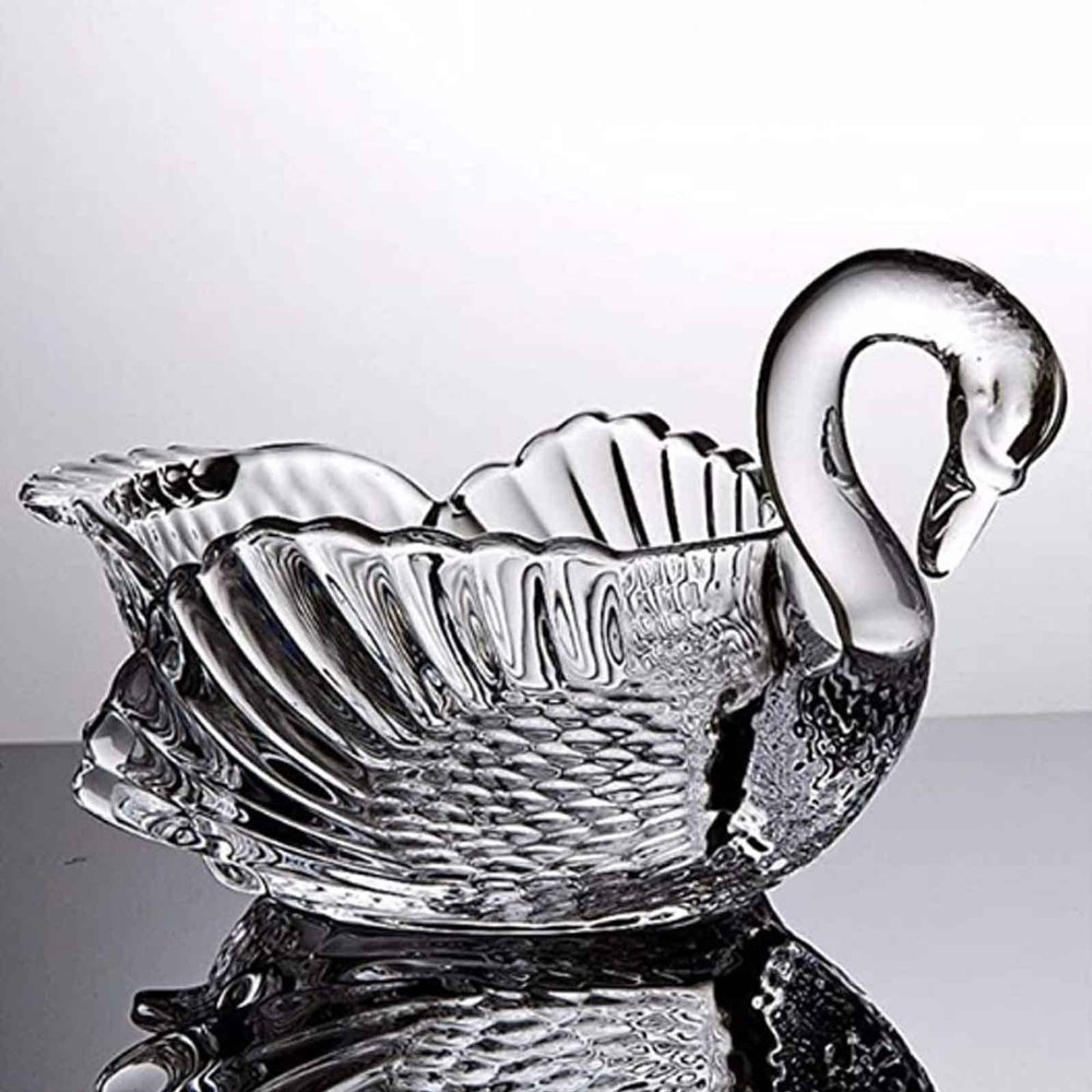 KDLK Fruit Bowl for Kitchen Counter Fruit Basket Swan Crystal Glass Fruit Bowl for Kitchen Counter Tabletop for Dessert Plate Cake Plate Glass Candy Snack Bowl (Color : A)