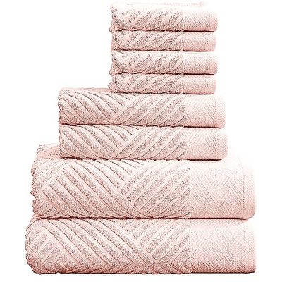 100% Cotton Soft Towel Set Quick Dry and Highly Absorbent Textured Bath Towels Hand Towels and Washcloths (8 Piece Set)