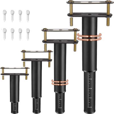 FafdBinm 4PC Bed Frame Support Legs Stabilizer Replacement Universal Slat Reinforcement 7-12.5 inch Black