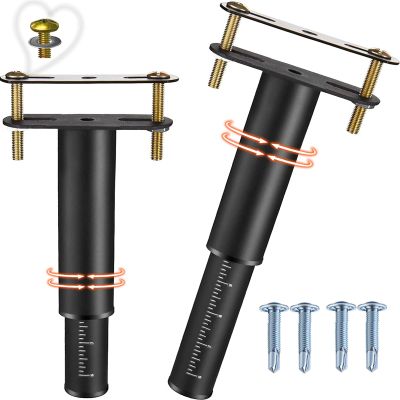 FafdBinm 2PC Bed Frame Support Legs Stabilizer Replacement Universal Slat Reinforcement 7-12.5 inch Black