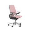 Steelcase Gesture Office Chair - Era Pink Lemonade Fabric, High Seat Height, Wrapped Back, Light on Dark Frame with Polished Aluminum Base, Lumbar Support, and Hard Floor Casters view 1