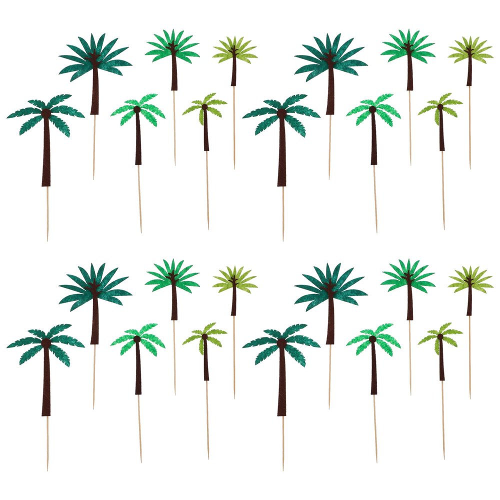 24pcs Coconut Cake Picks Tropical Party Artificial Palm Tree Decor Hawaiian Cupcake Picks Botanical Decor Palm Tree Cake Decor Tree Cake Decorations Luau Dessert Table Accessories