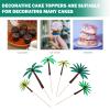 24pcs Coconut Cake Picks Tropical Party Artificial Palm Tree Decor Hawaiian Cupcake Picks Botanical Decor Palm Tree Cake Decor Tree Cake Decorations Luau Dessert Table Accessories view 3