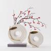 Home vase Simple White Ceramic Vase Decoration Desktop Center Vase Modern Living Room Dried Flower Flower Arrangement Flower Brass Branch Decoration Decorative Vase view 4