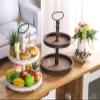 Farmhouse Wooden Decorative Two Tiered Trays+ Pu Leather Tray,Wood 2 Tier Serving Tray Stand for Rustic Table Centerpiece,Kitchen Decor,Coffee Bar, or Cupcake Stand (White) view 4