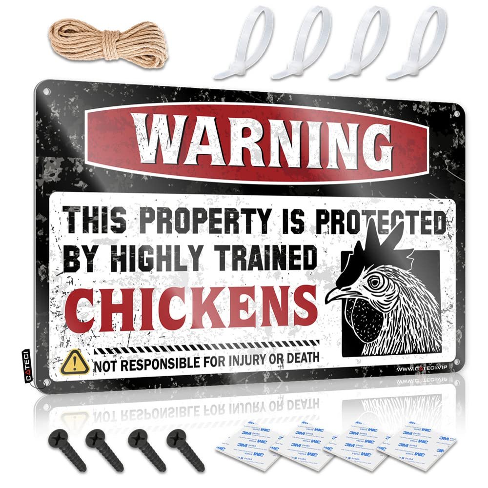 Bar Stuff for Man Cave Warning This Property is Protected by A Highly Trained Chicken1 Sign Bar Decor for Home Cool Things Under 20 Dollars ( Size : 30X40CM )