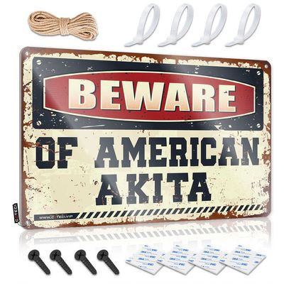 Funny Tin Signs Vintage Beware of American Akita Sign Funny Wall Decor Signs Door Decor ( Size : 20X30CM )