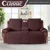 KinCam 100% Waterproof Recliner Loveseat Cover with Console, Non-Slip Reclining Couch Covers for 2 Seat, Recliner Sofa Cover Furniture Protector with Elastic Straps for Kids, Pets, Coffee view 2