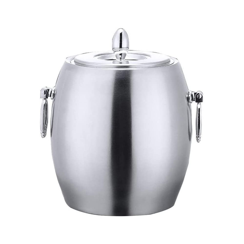 ice bucket for cocktail bar Ice Bucket Stainless Steel Insulated Ice Bucket Ice Tongs And Lidfor Wine Champagne Beer Keg Ktv Bar Silver (Size : Small)