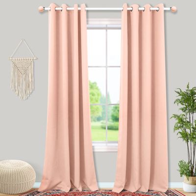 Mrs.Naturall Blush Pink Blackout Curtains for Bedroom 96 Length,2 Panel Set Grommet Extra Long Room Darkening Curtains for Kids Girls Room Living Room,52x96 Inches Long,Peach Pink
