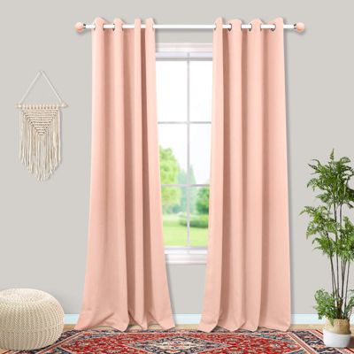Mrs.Naturall Blush Pink Curtains 2 Panels for Girls Bedroom,Blackout Grommet Boho Neutral Room Darkening Dusty Rose Gold Curtains for Nursery Living Room,84 Inches Long