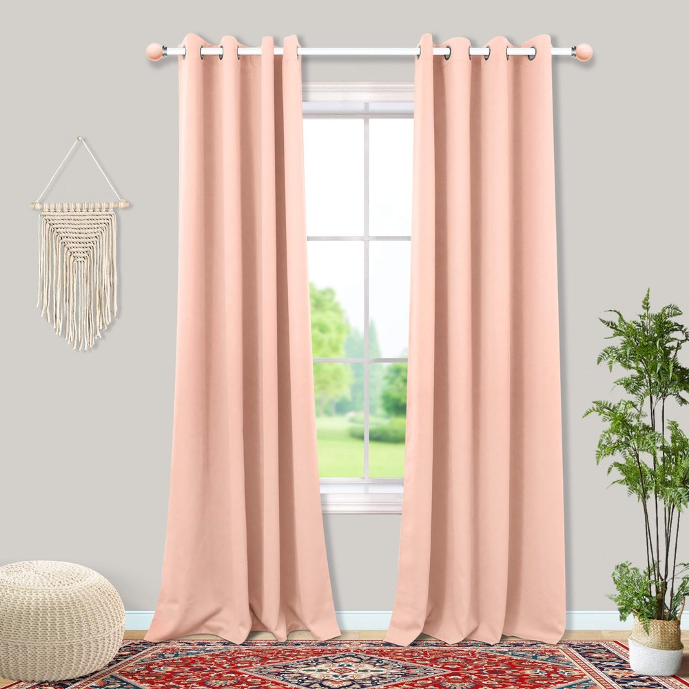 Mrs.Naturall Blush Pink Curtains 2 Panels for Girls Bedroom,Blackout Grommet Boho Neutral Room Darkening Dusty Rose Gold Curtains for Nursery Living Room,84 Inches Long