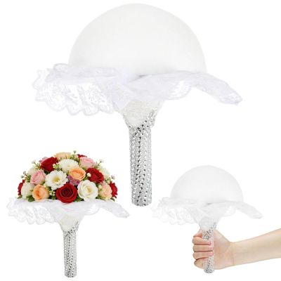 jojofuny Floral Foam Bouquet Holder with Lace DIY Wedding Bridal Bouquet Mold for Fresh & Artificial Flowers, Perfect for Brides, Florists & Wedding Decor, Ideal for Bridal & Bridesmaid Showers