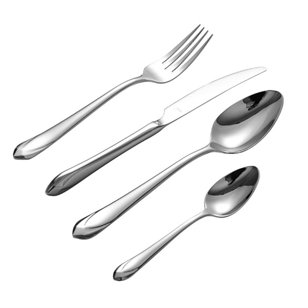 16 Pieces Silver Silverware Set, IKXO Modern Stainless Steel Flatware Set for 4, Mirror Polished Tableware Cutlery Set for Home and Restaurant, Include Knife/Spoon and Fork, Dishwasher Safe