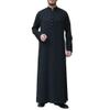XSION Men's Muslim Dresses Long Sleeves Saudi Arab Thobe Middle East Long Gown Islamic Dubai Robe Kaftan Costume (Color : Black, Size : Medium) view 1