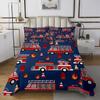 Firefighting Truck Bedspread Twin,Fire Truck Coverlet Set 2pcs for Kids Teens Boys Adults Room Decor,Western Emergency Rescue Vehicle Quilted Coverlet,Red Blue Bedding Quilt with 1 Pillowcase view 2