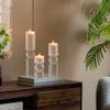 A&B Home Glass Candle Holder - Tall Frosted Decorative Tealight Candle Holder, Bedroom Living Room Coffee Table Bathroom Counter Accent Piece Dining Table Illumination, 3" x 3" x 15" view 2
