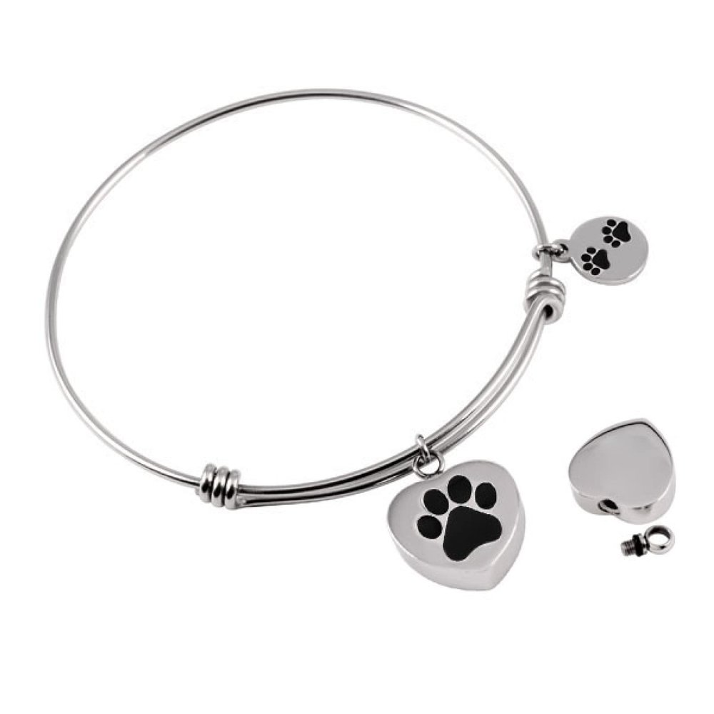 SHEIL Pet Urn Stainless Steel Memorial Urn Adjustable Wire Bracelet Cremation Urn Ashes Holder Expandable Bracelets for Cat/Dog,50cm