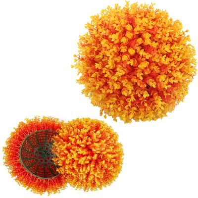 2PCS Artificial Plant Topiary Ball, Simulation Plant Grass Ball, Lifelike Plants Decor, for Home Garden Wedding Birthday Party Hanging Wall Decoration,Orange,30cm/11.81in