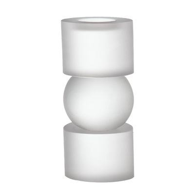 A&B Home Glass Candle Holder - Short Frosted Glass Tealight Holder, Bedroom Living Room Coffee Table Bathroom Counter Accent Piece Dining Table Illumination, 3" x 3" x 7"