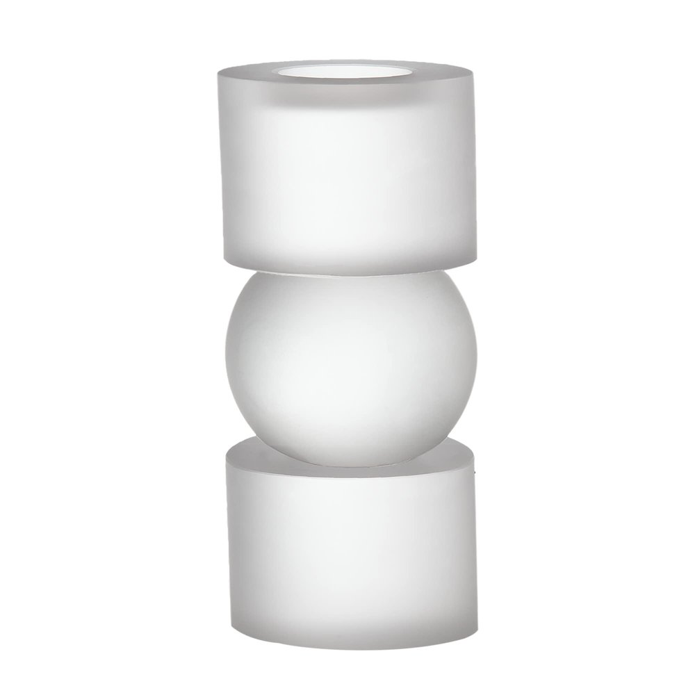A&B Home Glass Candle Holder - Short Frosted Glass Tealight Holder, Bedroom Living Room Coffee Table Bathroom Counter Accent Piece Dining Table Illumination, 3" x 3" x 7"