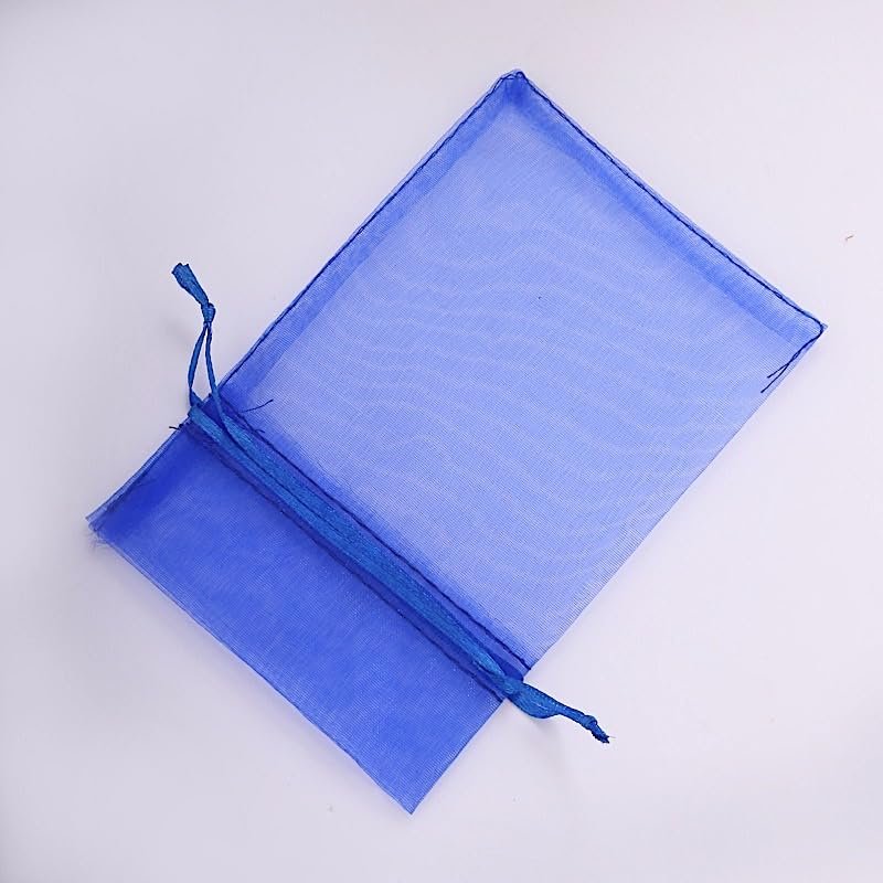 100 pcs 4x6-Inch Royal Blue Organza Gift Candy Favor Bags Drawstring Reusable Treat Pouches Wedding Jewerly Storage