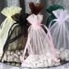 Balsa Circle 100 pcs 6x9 inch Turquoise Organza Gift Candy Favor Bags Drawstring Reusable Treat Pouches Wedding Jewerly Storage view 2
