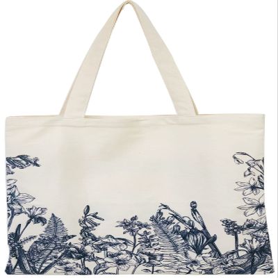 Canvas Floral Botanical Tote Bag for Women , Reusable Grocery Bags, Cute Cat Tote Bags Aesthetic for Shopping