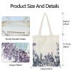 Canvas Floral Botanical Tote Bag for Women , Reusable Grocery Bags, Cute Cat Tote Bags Aesthetic for Shopping view 3