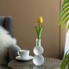 A&B Home Glass Candle Holder - Frosted Glass Candle Holder, Decorative Taper Candle Holder, Bedroom Living Room Coffee Table Bathroom Counter Accent Piece Dining Table Illumination, 3" x 3" x 7" view 3