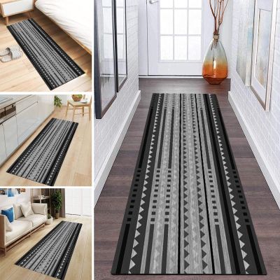 Entryway Hallway Runner Rug Width 60cm/70cm/80cm/100cm Modern Carpet Runner for Corridor/Kitchen/Passage/Stair Indoor Non-Slip Door Mat - Black/Grey (Size : 2.3 ft x 14.8 ft)
