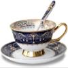 Coffee Cup Euro Style Cup& Saucer Set Art Bone China Ceramic Tea Coffee Cup For Breakfast Home Kitchen (Color : Deep Blue) view 1