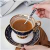 Coffee Cup Euro Style Cup& Saucer Set Art Bone China Ceramic Tea Coffee Cup For Breakfast Home Kitchen (Color : Deep Blue) view 4